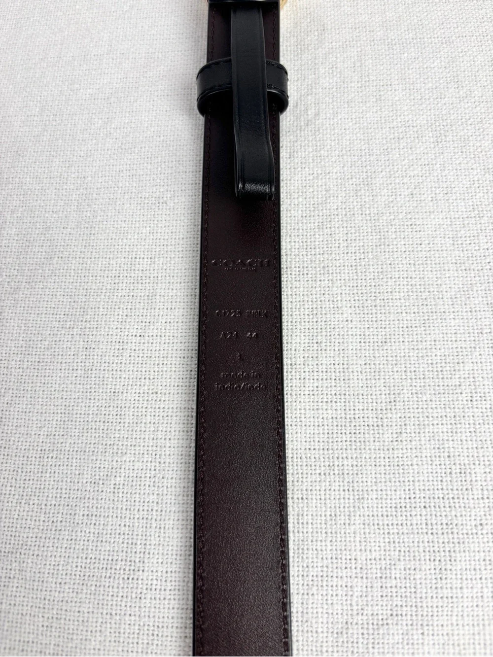 Coach Signature Buckle Belt 25mm Size Large Good Condition Black & Gold Leather
